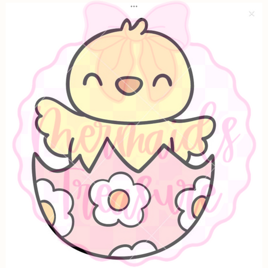 Chick in floral egg
